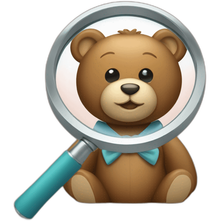 teddy bear with dress shirt holidng a magnifying glass emoji