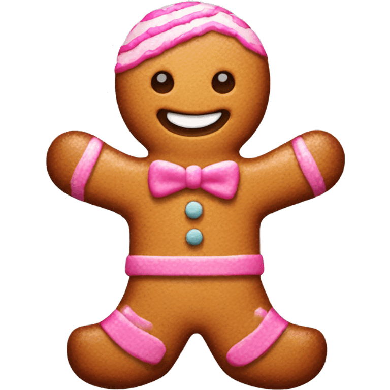 ginger bread man with pink decoration emoji