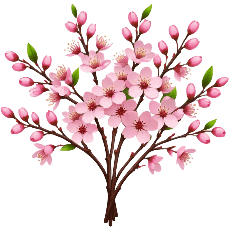 big bouquet Cherry Blossom, luxuriant, stem, leaf, bright emoji