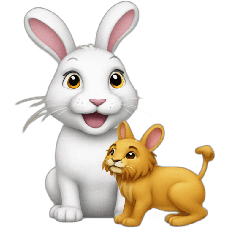 Lapin sur un lion emoji