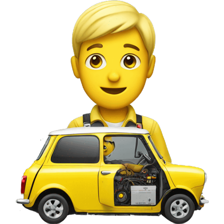 Electrician in a yellow mini cooper emoji