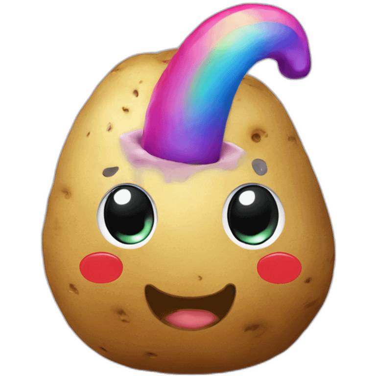 potato with unicorn head, rainbow emoji