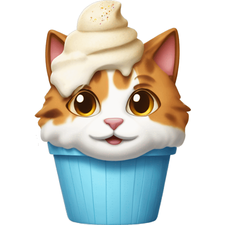 Icecream with calico cat emoji