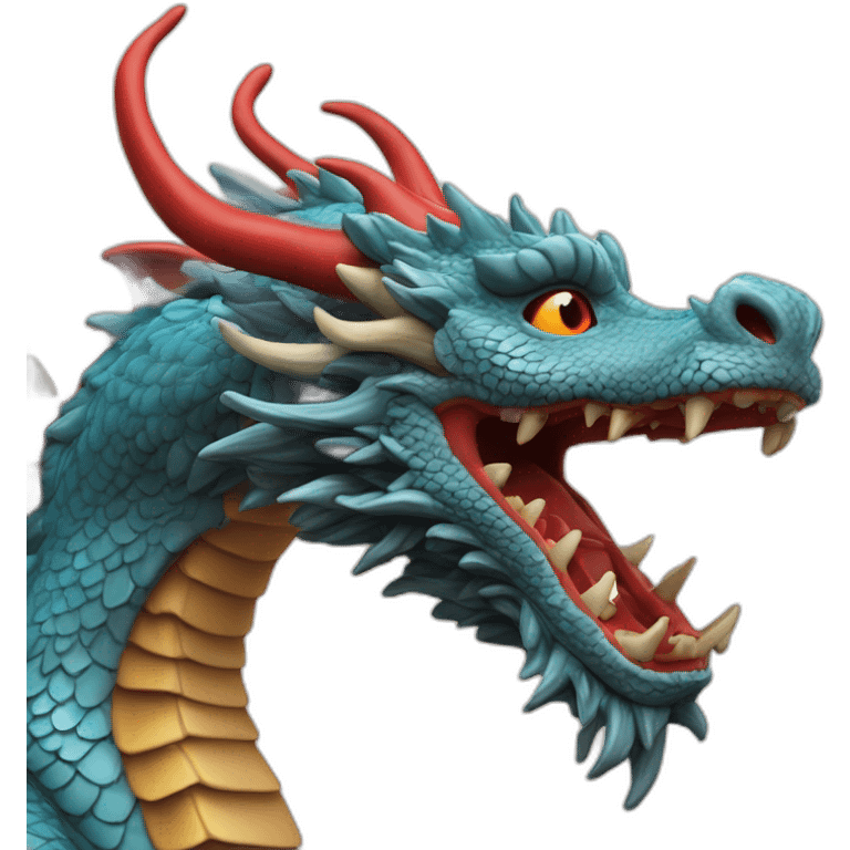 Un dragon chinois fais avec des traits fins et rouges emoji