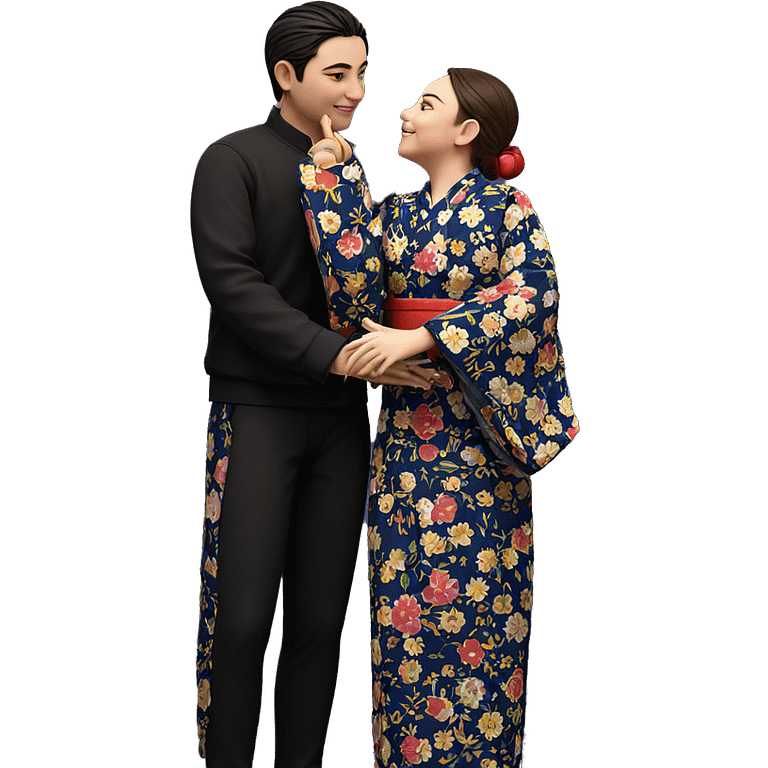 romantic japanese couple portrait emoji