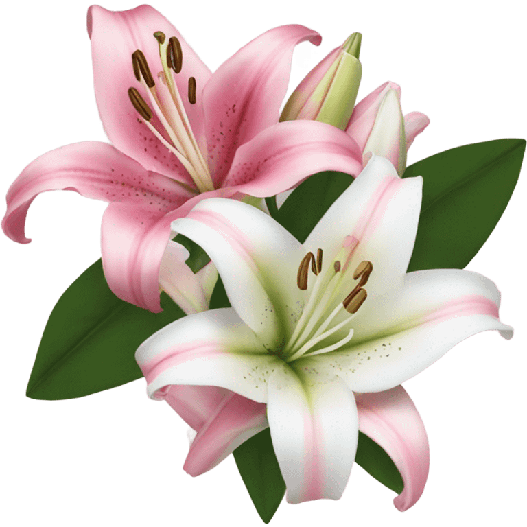 pink and white lilies and roses emoji