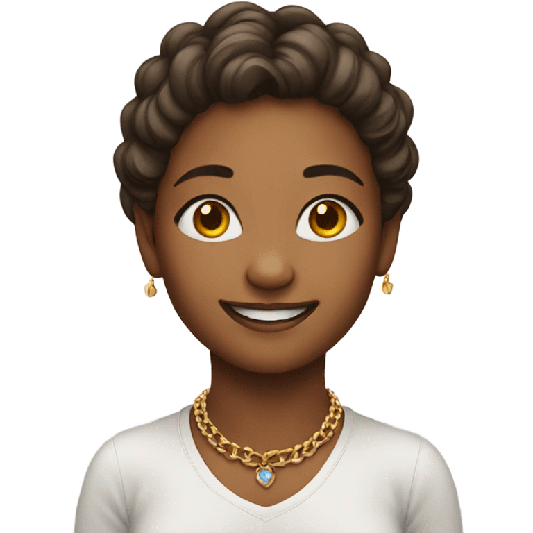 smiling girl with necklace emoji