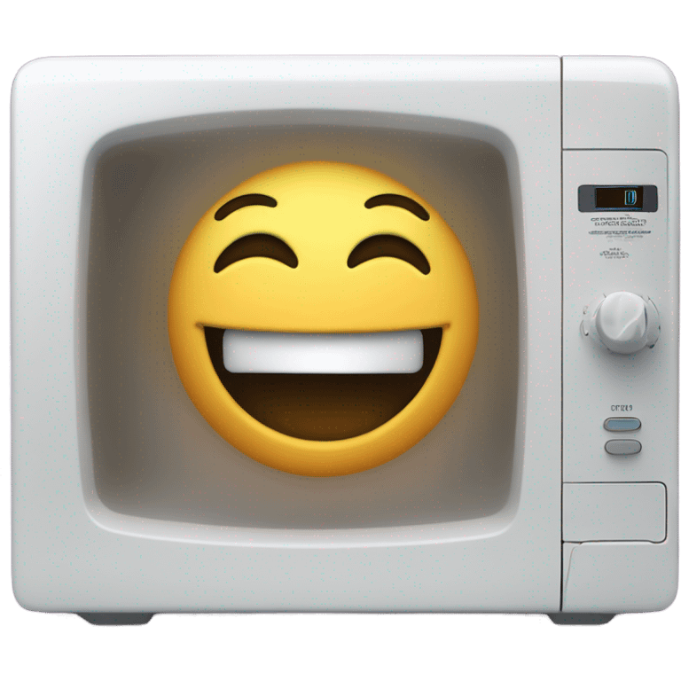 Microwave with a laughing face emoji