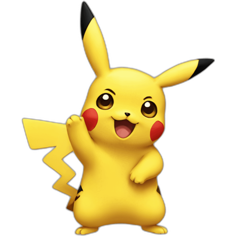 Pikachu waving emoji