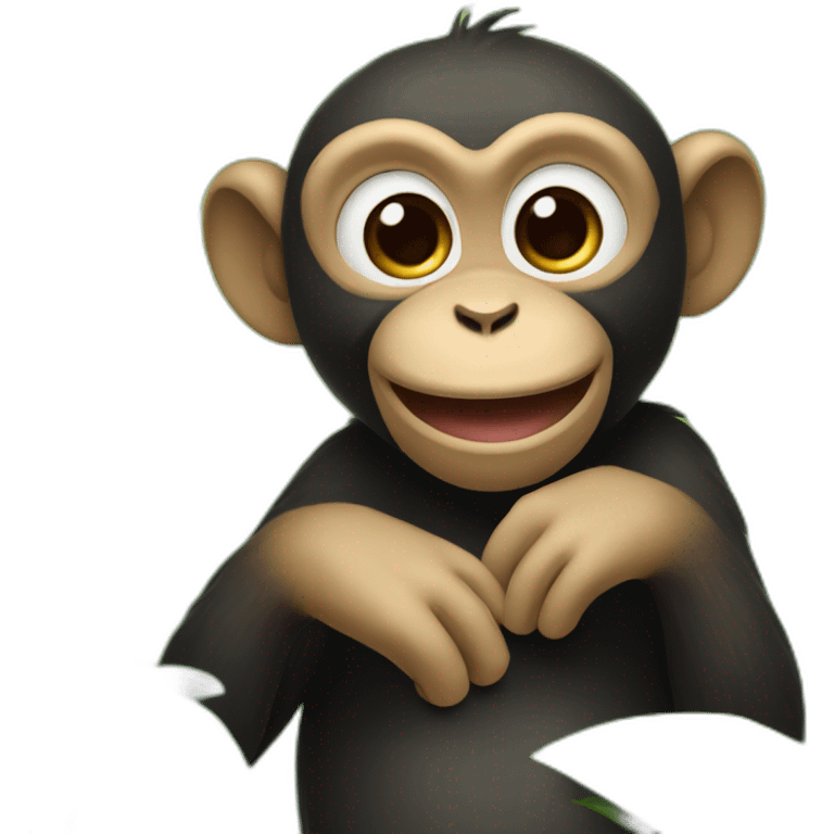 Illustrate a cute monkey covering its eyes with hands, set in a lush, animated jungle scene, adding an element of playful innocence. emoji