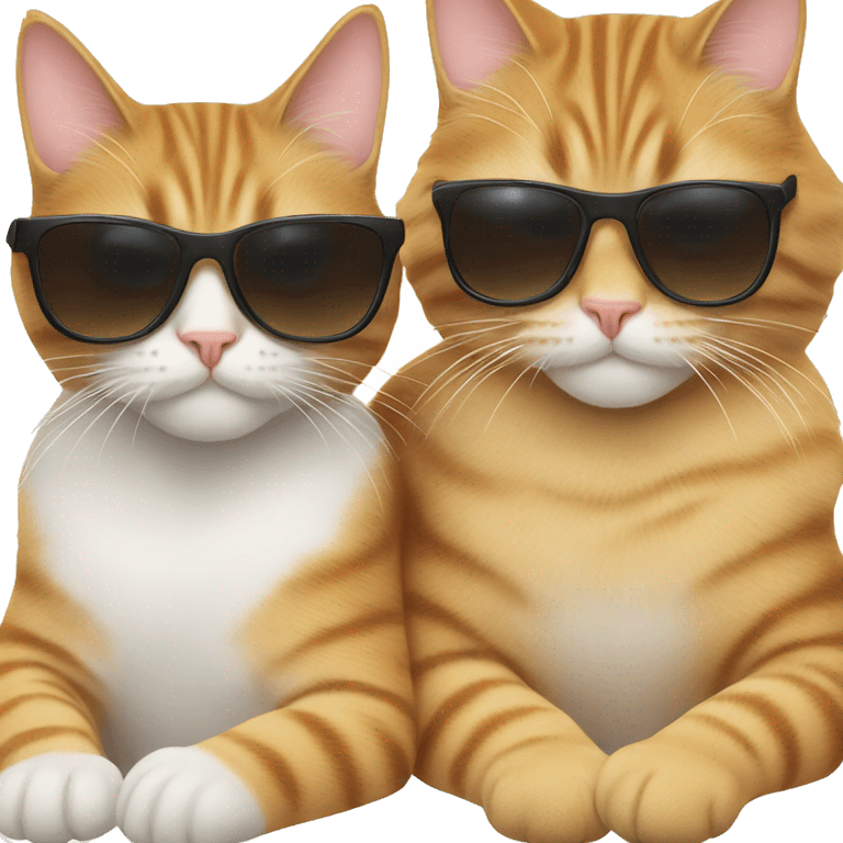 two cats wearing sunglasses relaxing emoji