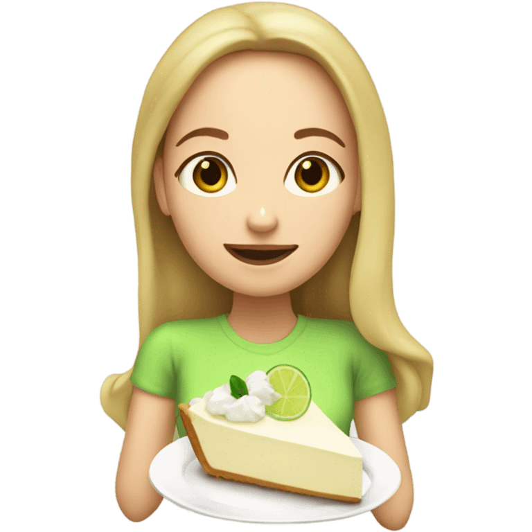 A white girl eating key lime pie emoji