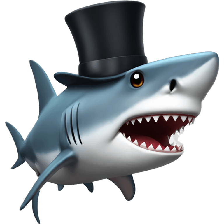 Shark with a top hat emoji