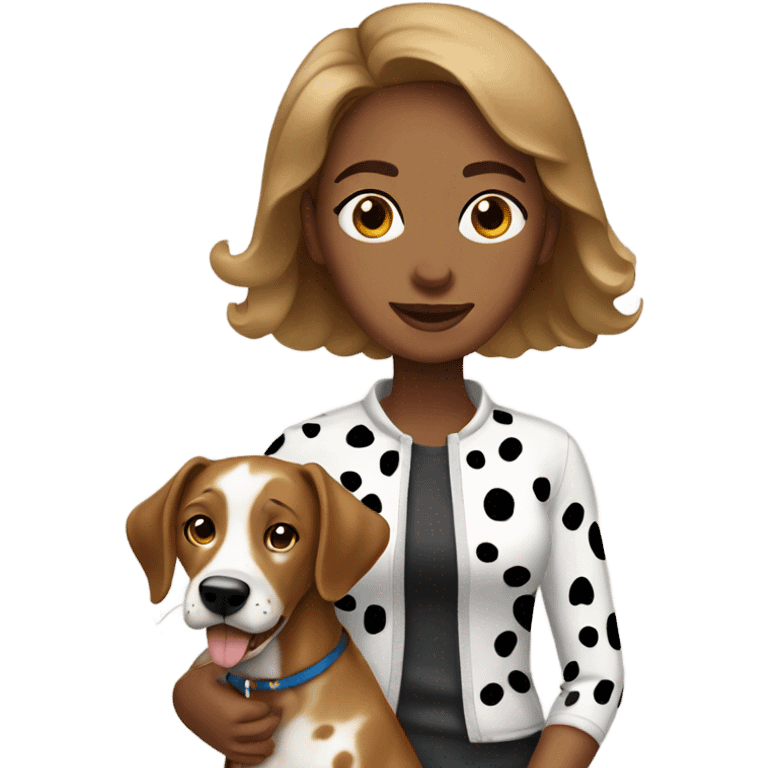 Light brown skin women with dog Dalmatian  emoji