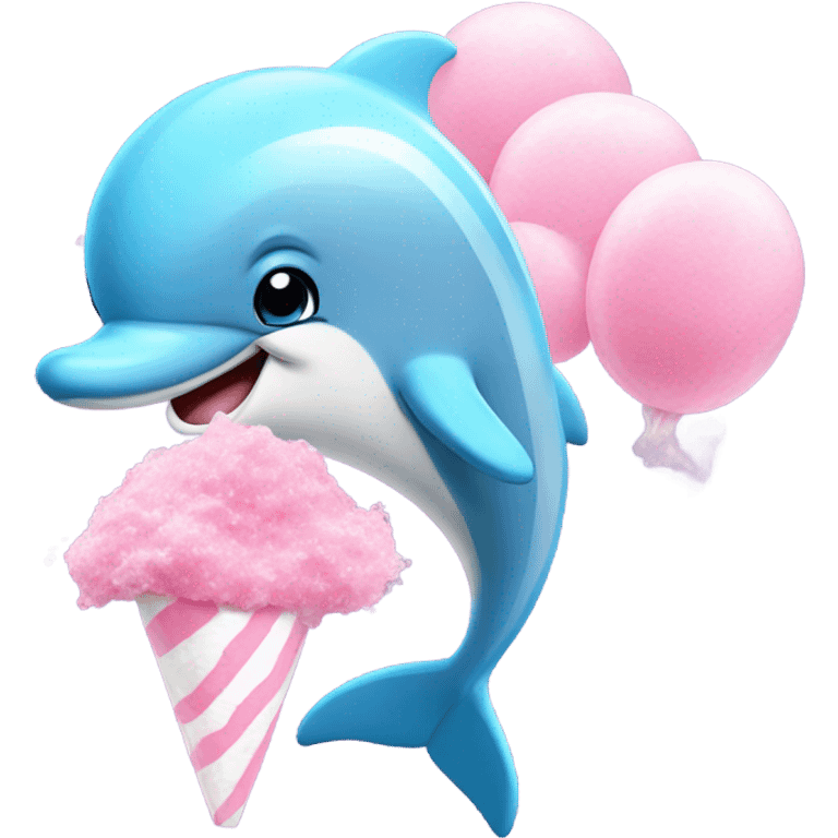 A dolphin eating cotton candy crystal  emoji