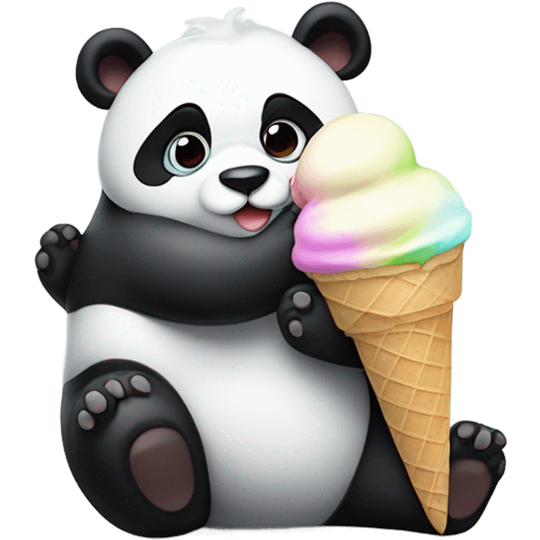 Panda eating ice cream emoji