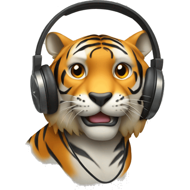 Tiger with headphones  emoji