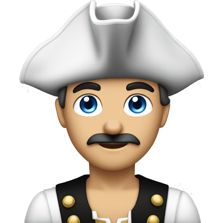 Male pirate captain hat black sash black moustache blue eyes short blond hair  emoji