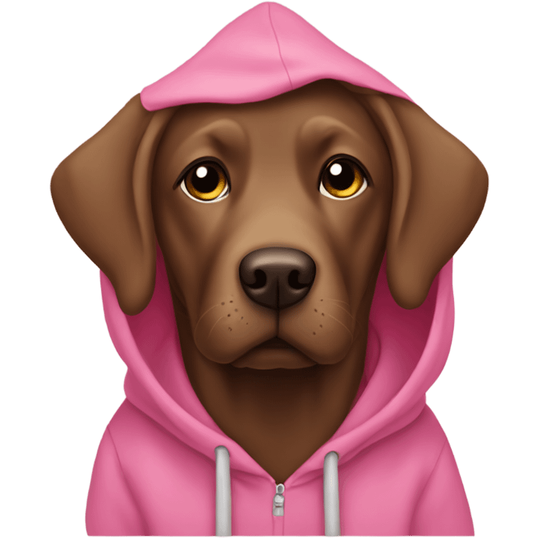 Brown Labrador with a pink hoodie emoji