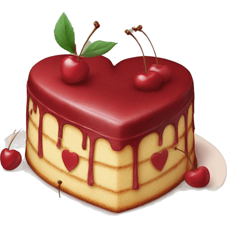 Vintage heart-shaped cake with cherries  emoji