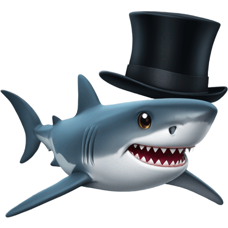 Shark with a top hat emoji