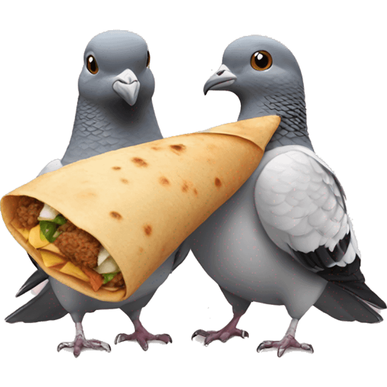 2 pigeons with a burrito emoji