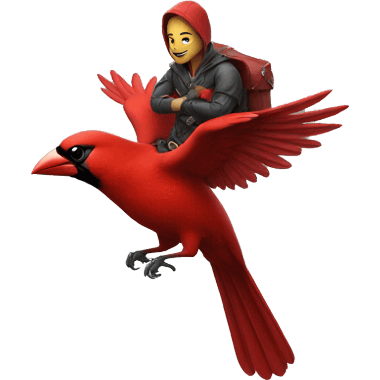 Invincible riding a cardinal bird emoji