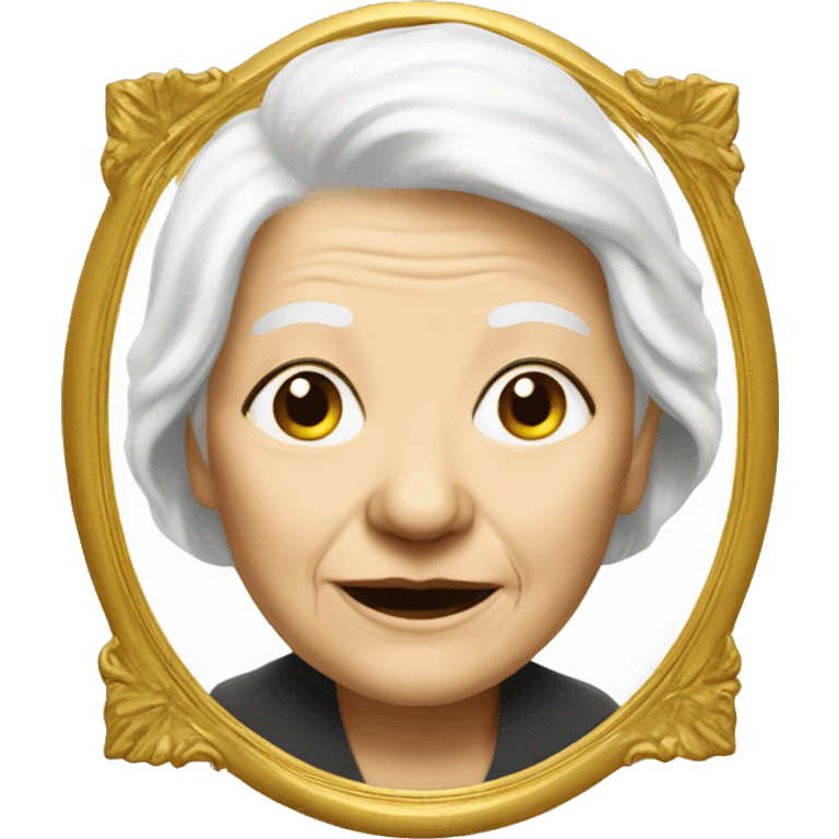 old woman with white hair add gold picture frame emoji