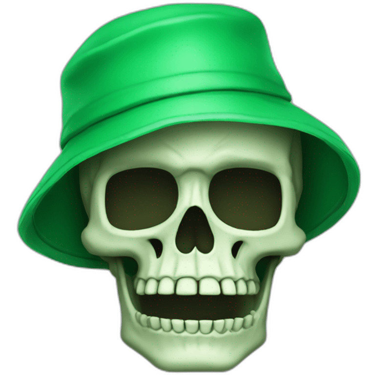 Skeleton wearing green bucket hat emoji