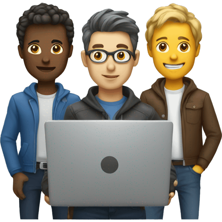 group of developers with a laptop emoji