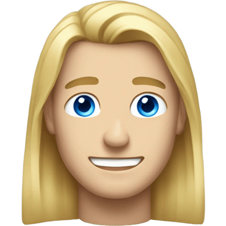 Long blonde hair, blue eyed man smiling  emoji