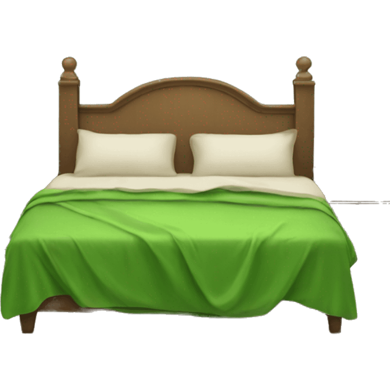 A bed with à Green blanket emoji