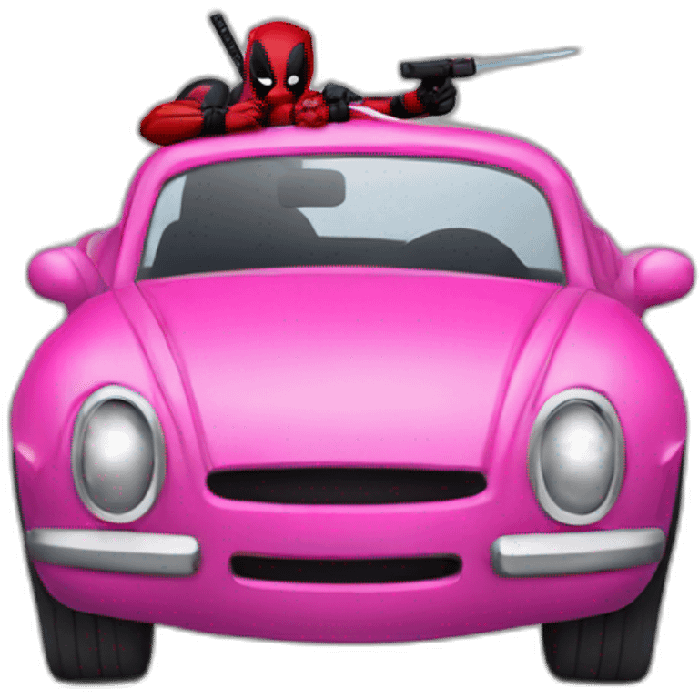 DeadPool Driving Pink Car emoji