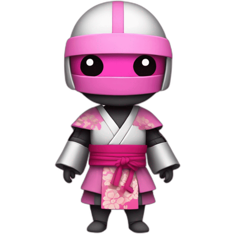 robo ninja avec un kimono et bandeau rose emoji