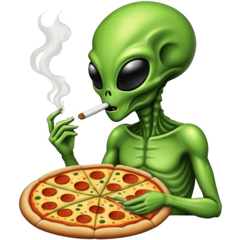 Alien with weed and pizza emoji