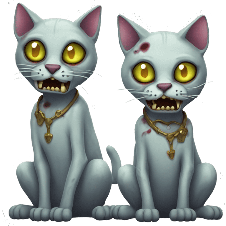 two undead zombie cats emoji