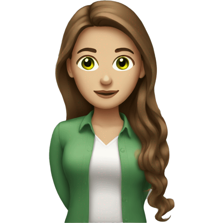 woman with long brown hair green eyes emoji