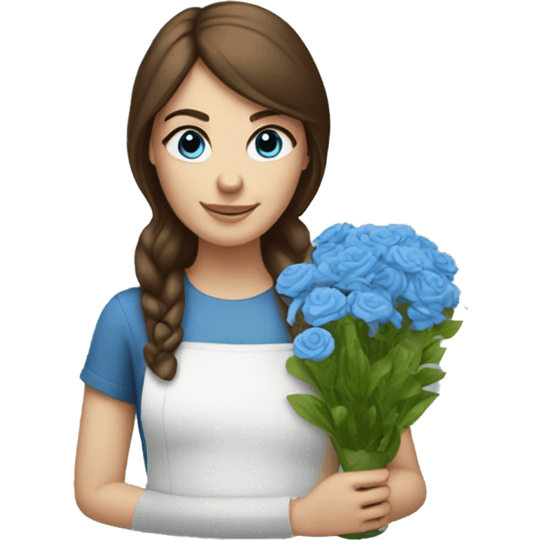 florist girl with brown hair and blue eyes emoji