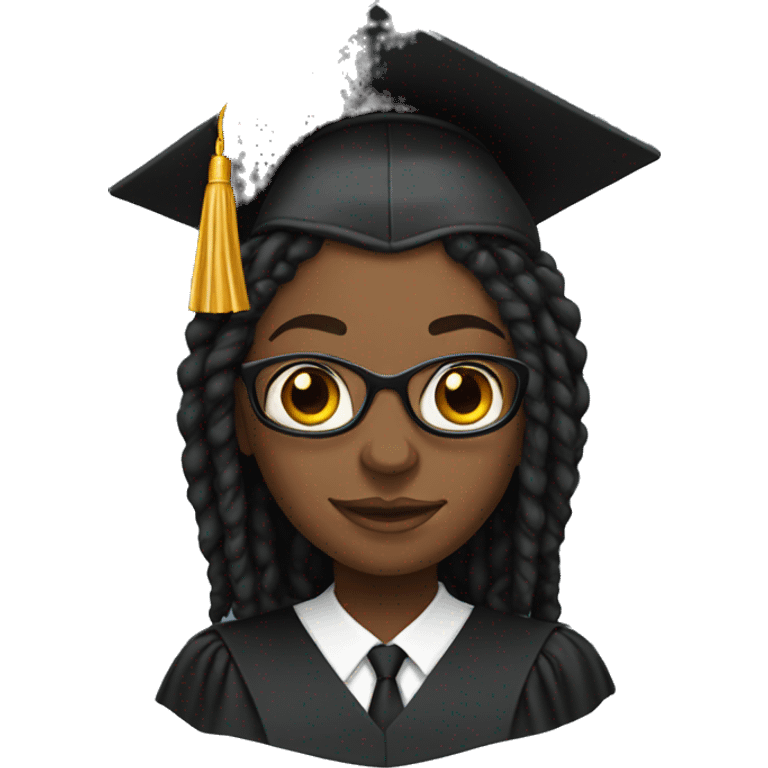 black woman with dreadlocks graduation emoji