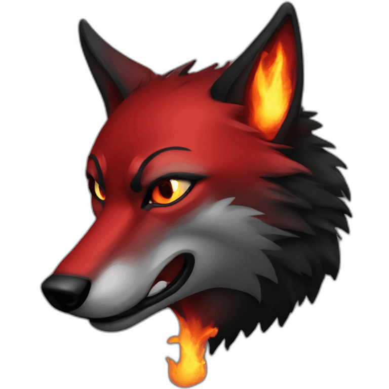 Red black wolf mad face with fire emoji