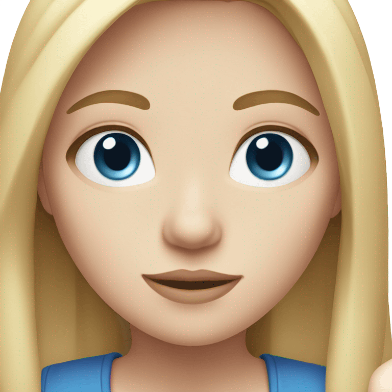 white girl with blue eyes and blonde straight hair  emoji