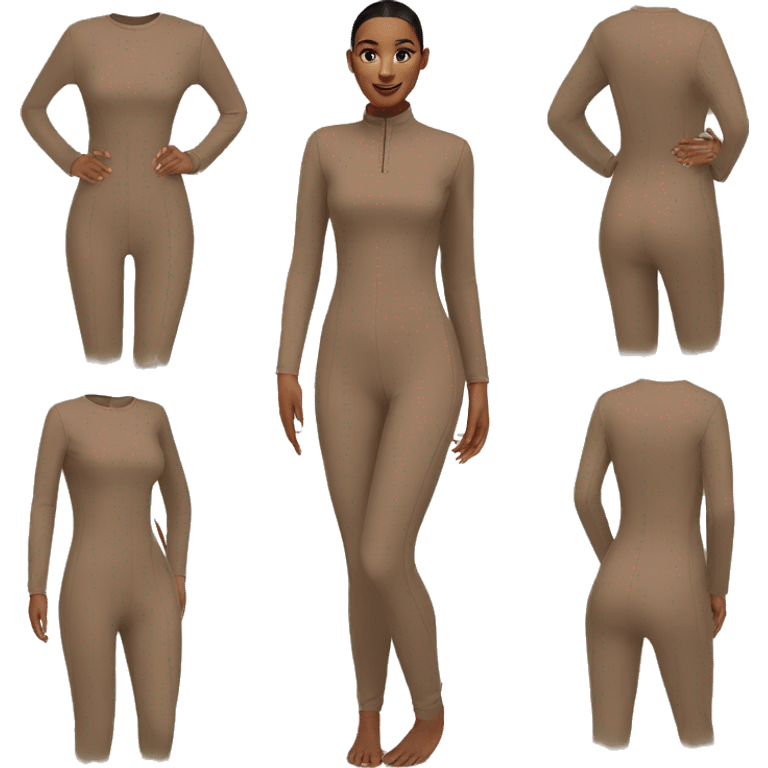 Brown long sleeve closed neck corrective jumpsuit emoji