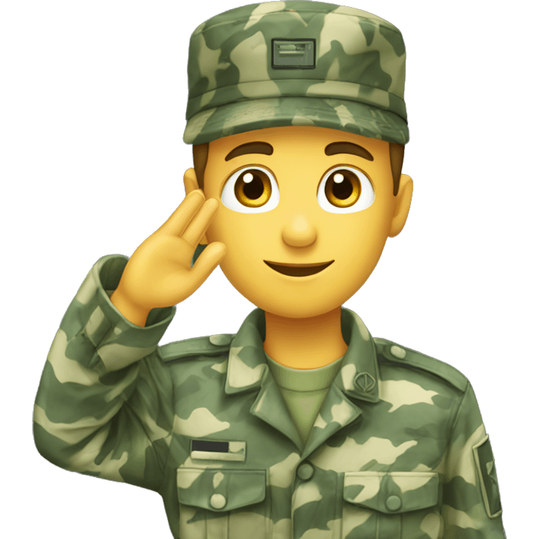 Blue shades military camouflage uniform boy saluting with his hand emoji