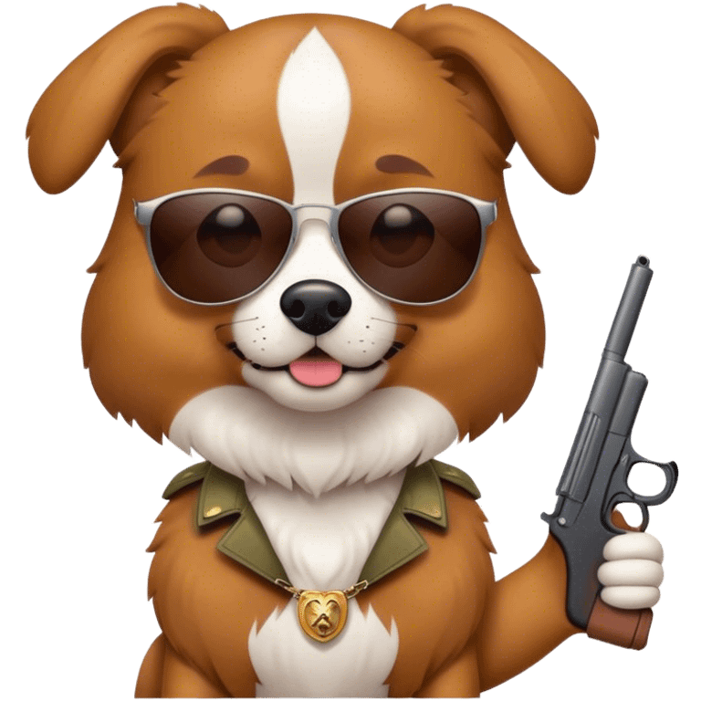 Dog with a gun and sunglasses  emoji