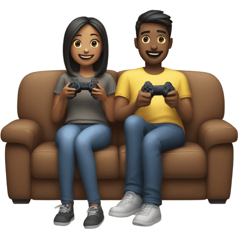 Couple playing PlayStation together emoji