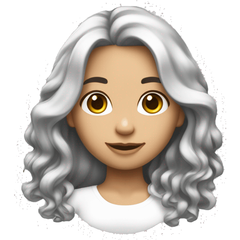 Crea un emoji de una chica de pelo ondulado color negro largo tes blanca  emoji