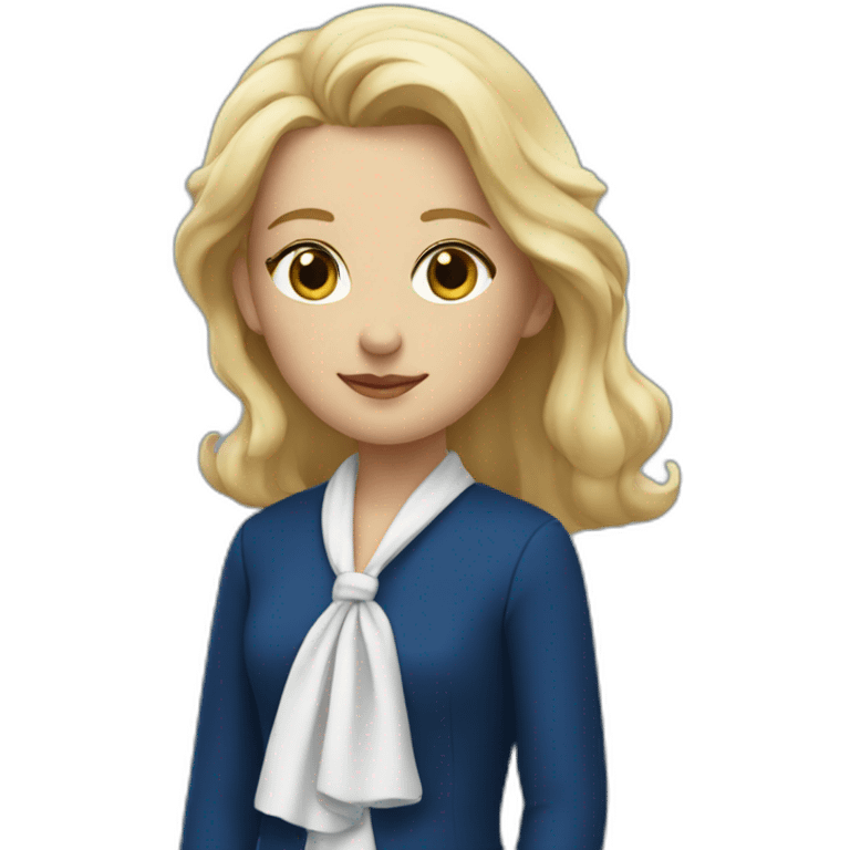 blonde girl in deep blue suit with white shawl emoji