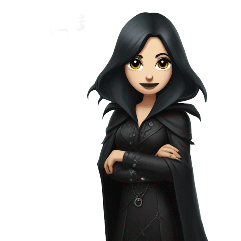 the morrigan goth woman version vines style furr robe stylish boots, perfect eyes, raven on hand, green vines decor on ground emoji