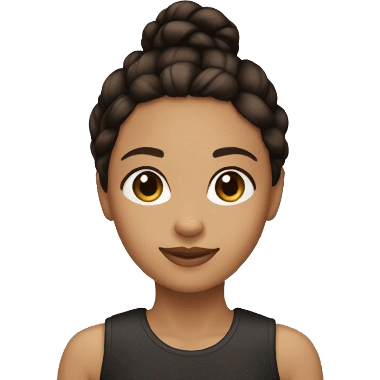 Create an emoji of a light brown tan girl with dark brown to black hair. In a side braid. Brown eyes.  emoji