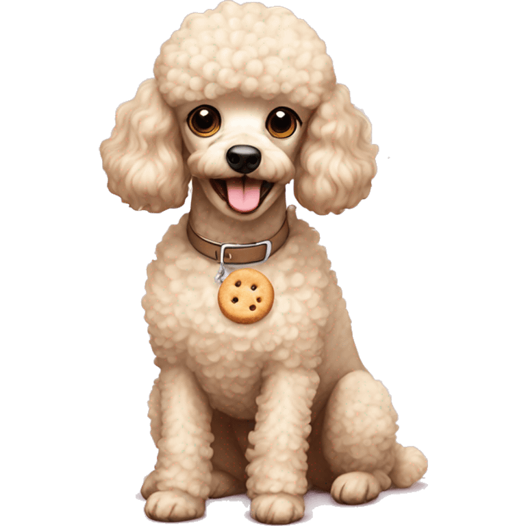 cream mini poodle eating biscuits  emoji